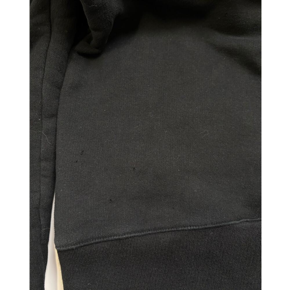 FUC Balmain Black Moto Hoodie Jacket Quilted Leather Shoulder Zip Sweatshirt M - Picture 9 of 15